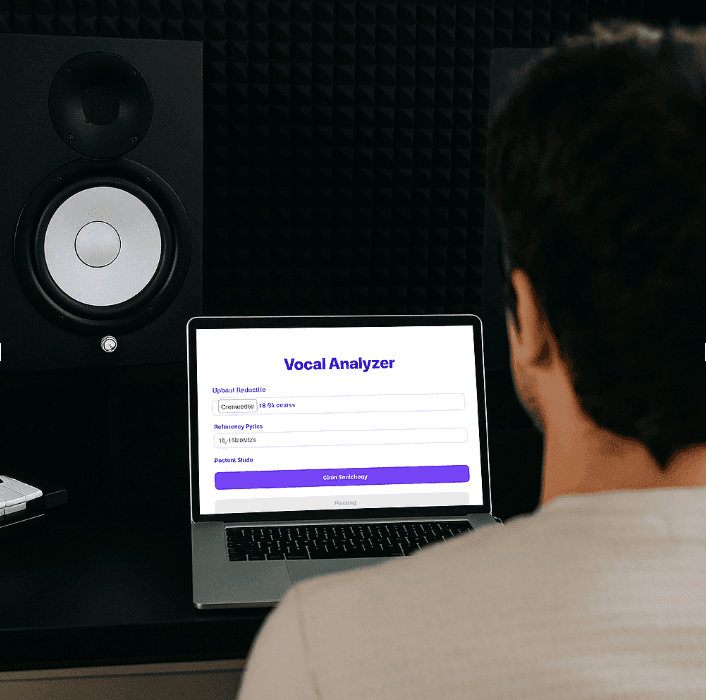 Singer recording at home